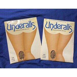 Lot Of 2 Underalls Pantyhose- Nude Panty Legs/Brief Panty Reinforced Toe Sz CD